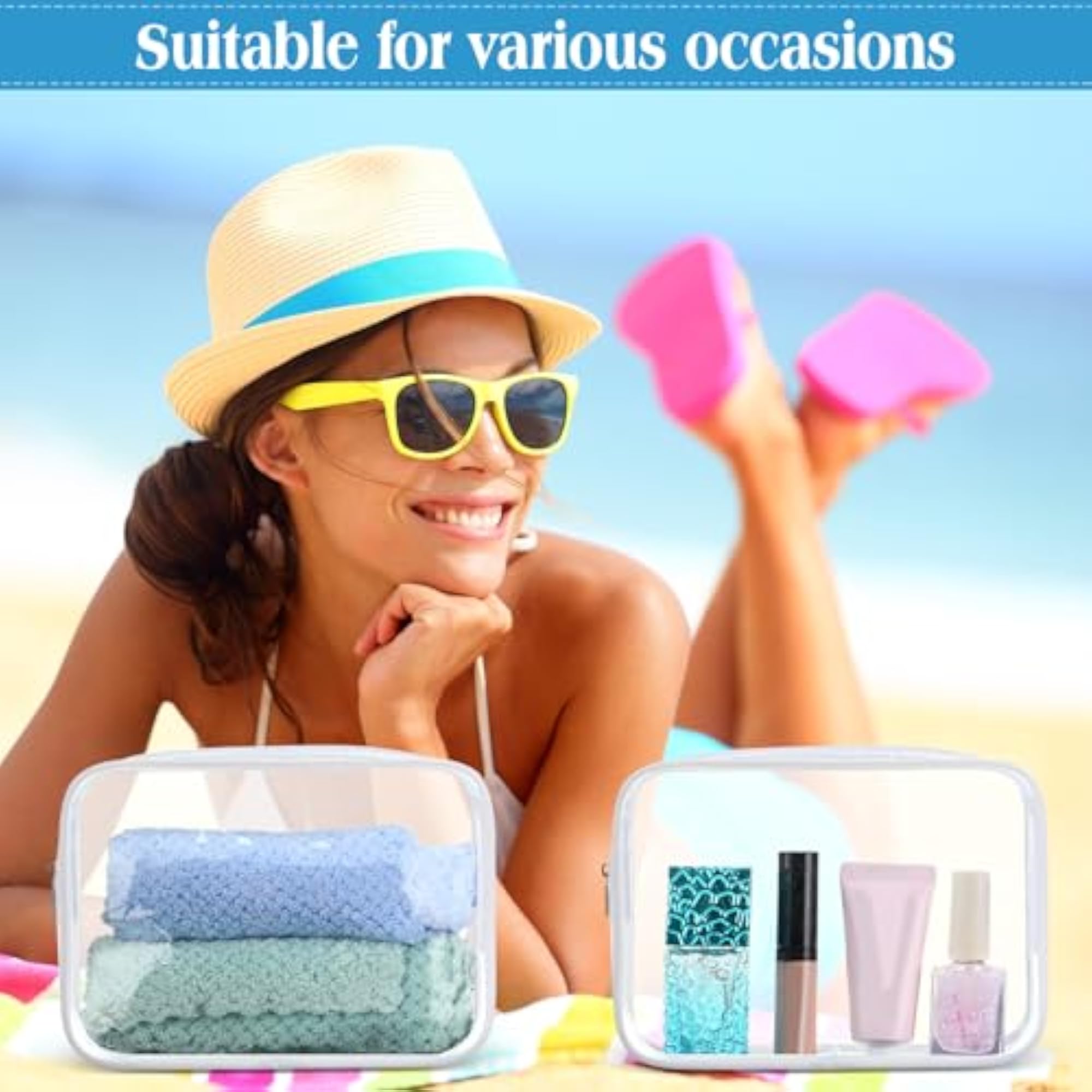 100 Pcs Clear Makeup Bags Bulk Travel Toiletry Bags
